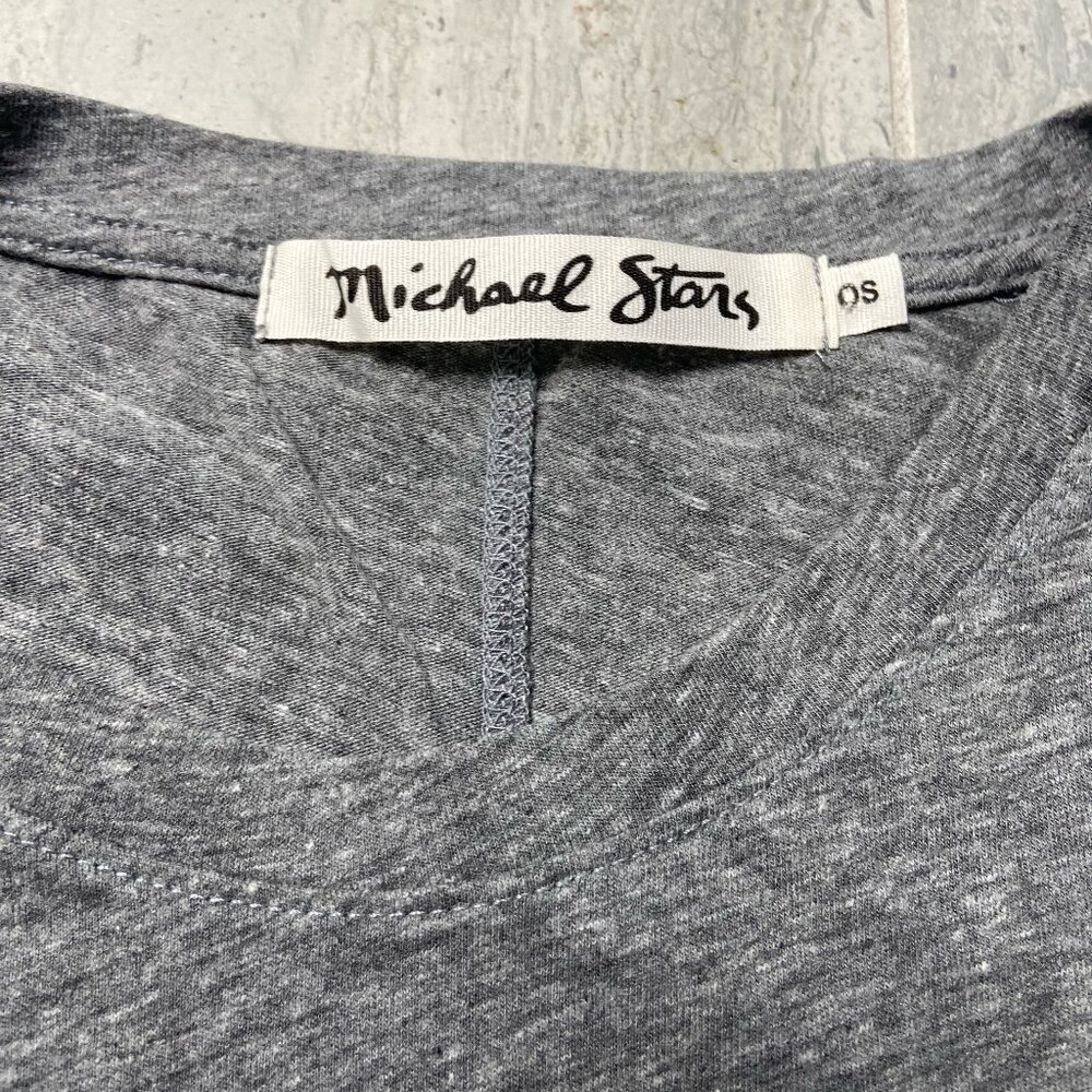 Michael Stars Embroidered Stars Crewneck Short Sleeve T-Shirt Gray One Size - Picture 2 of 9